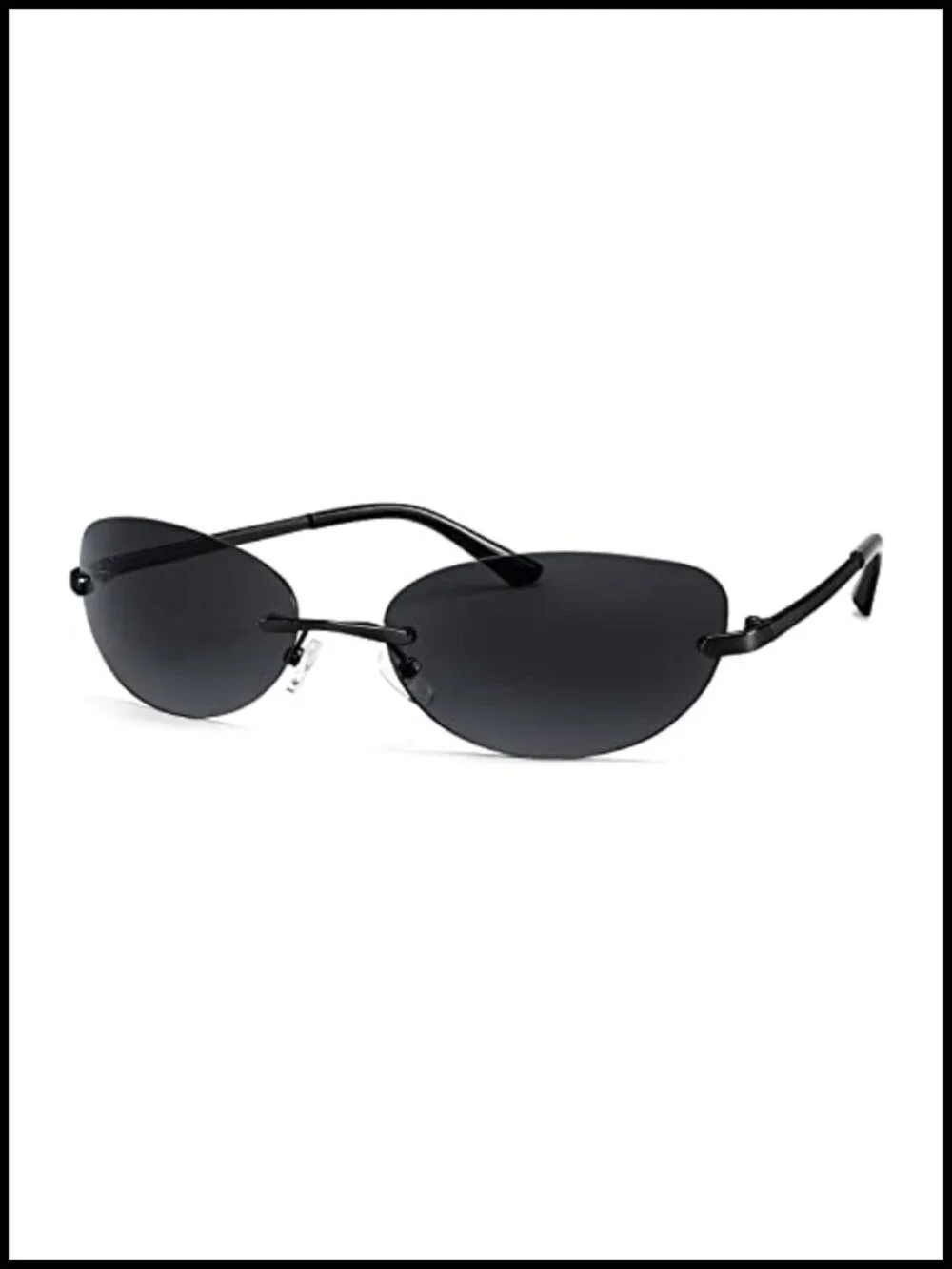 Rimless Oval Sunglasses Retro 90s UV400 Protection Unisex Y2K Glasses